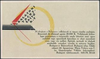 cca 1910-1920 a Balatoni Yachtépítő Rt. reklámkártyája