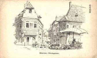 Győr, Virágpiac, Kreszta Ferenc üzlete s: Storno (EK)