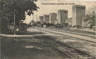 Szendrő, Semendria; Vasútállomás, várfal / railway station, castle wall (kis szakadás / small tear)