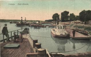 Palánka, Backa Palanka; Hajó állomás, kikötő, gőzhajó, kiadja Gruda Pál / port, steamship (EK)