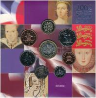 Nagy-Britannia 2002. 1p-2Ł (8xklf) forgalmi szett dísztokban, ismertető leírással T:BU Great Britain 2002. 1 Penny - 2 Pound (8xdiff) coin set in original case with description C:BU