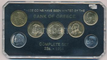 Görögország 1994. 5D-100D (7xklf) forgalmi sor tokban T:1 Greece 1994. 5 Drachmes - 100 Drachmes (7xdiff) coin set in case C:UNC
