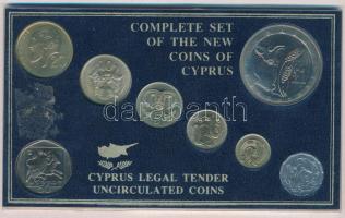 Ciprus 1983-1996. 1/2c-1Ł (8xklf) forgalmi szett eredeti tokban T:1 Cyprus 1983-1996. 1/2 Cent - 1 Pound (8xdiff) coin set in original case C:UNC