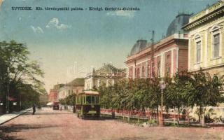 Újvidék, Novi Sad; Királyi törvényszéki palota, villamos / court palace, tram (EK)