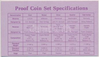 Amerikai Egyesült Államok 1987. 1c-1/2D (5xklf) forgalmi sor, műanyag tokban, tanúsítvánnyal, karton...