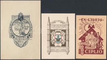 3 db ex libris (Vaclovas Kosciuska, Johan Visser, Richard Abad) / 3 mixed bookplates