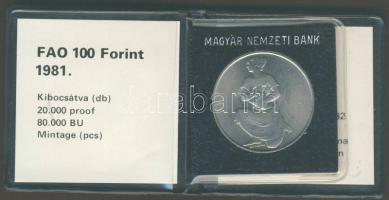 1981. 100Ft "FAO" T:BU Eredeti tokban, tanúsítvánnyal!