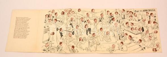 1953 Biczó András (1888-1957) festő humoros nyomtatott alkotása a Color grafikai műhely 20 éves jubi...