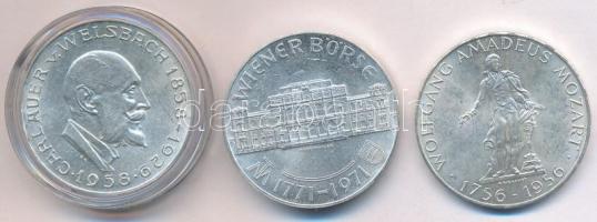 Ausztria 1956. 25Sch Ag "Mozart" + 1958. 25Sch Ag "Carl Auer von Welsbach" + 197...