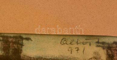 Altorjai István (1943-1982): Házak. Akvarell-szén, papír, jelzett, üvegezett keretben, 38×29 cm