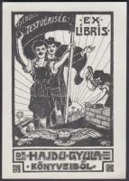 Jelzés nélkül: Ex libris ex libris Dr. Hajdu Gyula. Klisé, papír, 7×4.5 cm