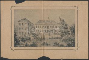 cca 1860 A Bethesda Gyermekkórház épülete, hátulján feljegyzéssel, a szélein sérülésekkel