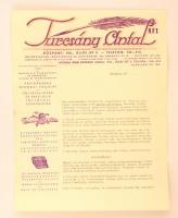 cca 1930 Turcsány Antal Kft. papíráruház díszes, irredenta fejléces terméknépszerűsítő reklámlevele
