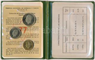 Spanyolország 1975. 1P-25P (3xklf) forgalmi szett eredeti tokban T:PP ujjlenyomat Spain 1975. 1 Peseta - 25 Pesetas (3xdiff) coin set in original case C:PP fingerprint