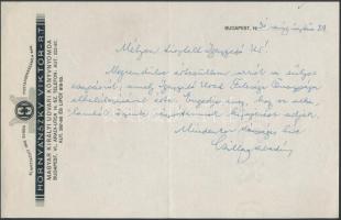 1913-1931 3 db Könyvnyomda számla (Hornyánszky Viktor Rt., Viktória Könyvnyomda, Balázs Ferencz Könyvnyomdája), fejléces, a Hornyánszky számlán levél, 23x15 cm. és 23x14 cm. között méretben.