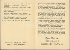 Fieke Bunnik-Haakman: Erotikus Ex Libris Cees Bunnik. (kihajtható meghívó ex libris cserére). Famets...