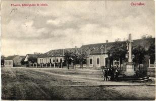 Csanálos, Urziceni; Fő utca, községháza, iskola / main street, town hall, school