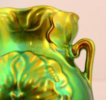 Zsolnay eozin mázas fülesváza, jelzett, hibátlan, m:22 cm