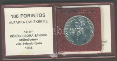 1984. 100Ft "Kőrösi Csoma Sándor" T:BU Eredeti tokban, tanúsítvánnyal!
