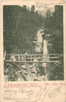 1899 Tátra, Magas Tátra, Vysoké Tatry; Kis-tarpataki óriási vízesés, fahíd / waterfall, wooden bridge