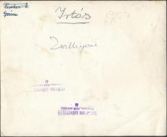 cca 1957 Lóversenyfotó, budapesti Ügető, nyert: Írtás - Zwillinger, a hátoldalán feliratozva, bélyeg...