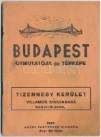 Budapest útmutatója és térképe. Budapest, 1937, Aczél Testvérek. Kiadói tűzött papírkötés, foltos borítóval. Csak útmutató, térkép nélkül.