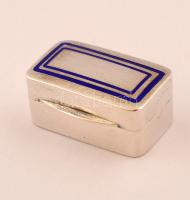 Ezüst (Ag.) zománc díszített dobozka, jelzett, 3×2 cm, nettó: 14 g