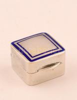 Ezüst (Ag.) zománc díszített dobozka, jelzett, 2×2 cm, nettó: 13 g