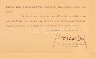 1932 Noseda Károly (1863-1944) levele dr. Schwáb Nánor oboistának, a Nemzeti Zenede fejléces papírjá...