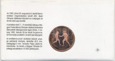1992. "Barcelona - Magyar csapat" emlékérem bélyeges borítékon, elsőnapi bélyegzéssel T:PP