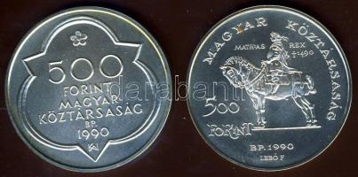 1990. 500Ft Ag + 500Ft Ag "Mátyás király" pár T:BU