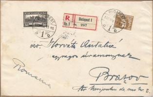 1930 Ajánlott levél 82f bérmentesítéssel / Registered cover with 82f franking "BUDAPEST" - Brasov