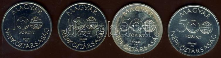 1985-86. 100Ft + 100Ft + 500Ft Ag + 500Ft Ag "Labdarúgó VB" sor T:BU