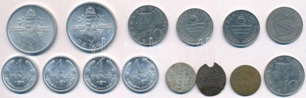 10db-os vegyes magyar és külföldi fémpénz tétel, benne 2db ezüstpénz T:vegyes 10pcs of various coins, including two silver coins C:mixed