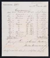 1865 Német nyelvű átvételi elismervény, a császári-királyi osztrák ipar- és kereskedelmi magán hitelbank pesti fiókjának szárazbélyegzőjével