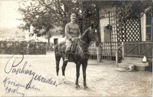 1918 Kőröspatak, Valea Crisului; Papházy ezredes lovon / Hungarian colonel on horse, photo (vágott / cut)