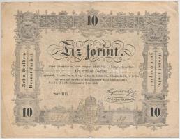 1848. 10Ft Kossuth bankó, sajtóhiba BÖRTÖNÖZTETÉSSEL első Ö-n csak egy pont, fordított alapnyomat T:III-  Adamo G111h