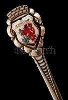 Ezüst (Ag.) címeres emlék kanál "Düsseldorf", jelzett, h:10 cm, bruttó: 9 g