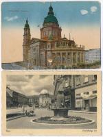 11 db RÉGI magyar városképes lap, vegyes minőségben, leporelló lappal / 11 pre-1945 Hungarian town-view postcards, mixed quality, with leporello