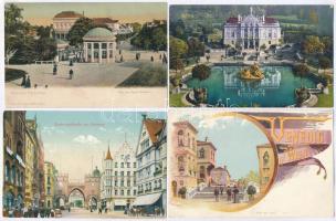 9 db RÉGI használatlan osztrák városképes lap, litho lappal / 9 pre-1945 unused Austrian town-view postcards, with litho