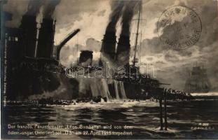 Der französische Panzerkreuzer &quot;Leon Gambetta&quot;, Unterseeboot &quot;U5&quot; am 27 April 1915 / WWI (gluemark)