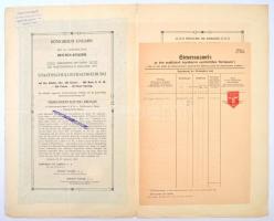 Budapest 1910. "A Magyar Korona Országai 4%-kal Kamatozó Járadékkölcsön" államadóssági köt...