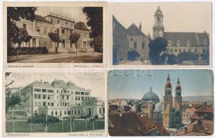 9 db RÉGI magyar és történelmi magyar városképes lap, vegyes minőségben / 9 pre-1945 Hungarian and Historical Hungarian town-view postcards, mixed quality