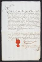 1816 Moson vármegyei szolgabíró és esküdt tanúságlevele vármegyei ügyben, latin nyelven, rányomott viaszpecsétekkel