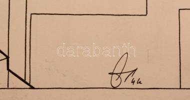 Olvashatatlan jelzéssel: Kompozíció. Tus, papír, 37×29 cm