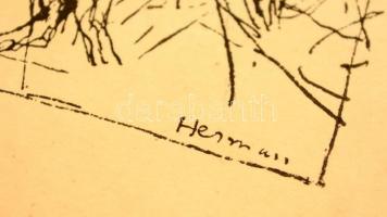 Hermann Lipót (1884-1972): Vázlatok, papír, ofszet, jelzett a nyomaton, 23.5x28.5 cm