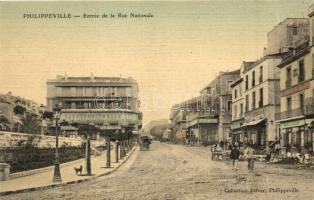 Skikda, Philippeville; Entrée de la Rue Nationale / street, Hotel du Louvre