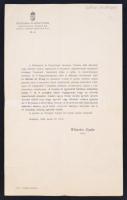1909 A Múzeumok és Könyvtárak Országos Tanácsának nyomtatott értesítő levele népkönyvtári állapotfelmérés ügyében, csatolmány nélkül, fejléces papíron