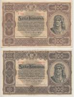 1920. 100K (2x) "Orell Füssli Zürich", eltérő színárnyalatok T:II,III Adamo K30/1h