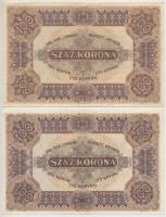 1920. 100K (2x) "Orell Füssli Zürich", eltérő színárnyalatok T:II,III
Adamo K30/1h